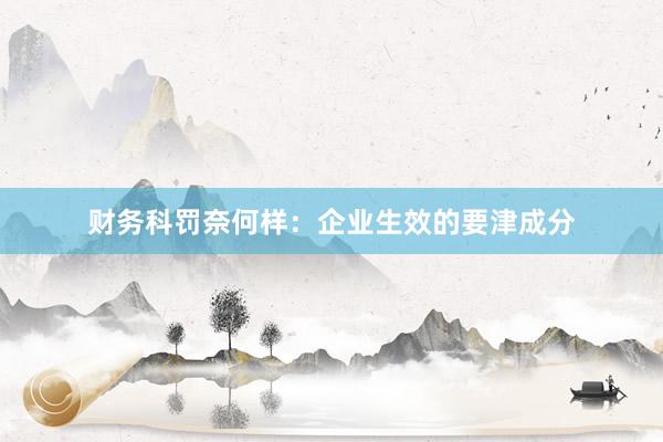 财务科罚奈何样：企业生效的要津成分